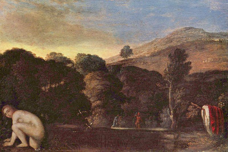 Adam  Elsheimer Landschaft mit badender Nymphe France oil painting art